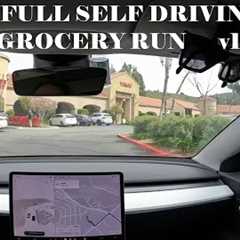 Tesla FSD 12 Gets us Groceries! 0-Disengagement Drive. Yellow Light!
