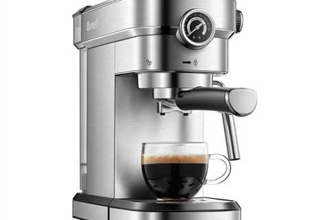 Brewsly 15 Bar Espresso Machine, Stainless Metal Compact Espresso Maker with Milk Frother Wand ,..
