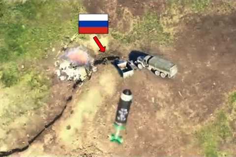 Ukrainian DJI Mavic drone dropping bombs on Russian troops hiding In foxholes in frontline