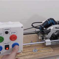 Self-guided circular saw automates woodworking