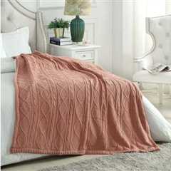 Yara Cable Knit Throw Blush Pink for $35