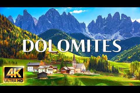 FLYING OVER DOLOMITES 4K Video UHD - Calming Music With Amazing Beautiful Nature For Stress Relief