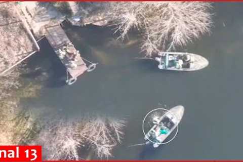 Drone targets Russians who were carrying wounded by boat -they tried to escape by jumping into water