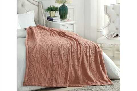 Yara Cable Knit Throw Blush Pink for $35
