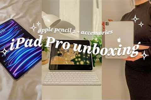  iPad Pro 2022 M2 12.9 + apple pencil 2 & accessories *aesthetic unboxing* 📦✨