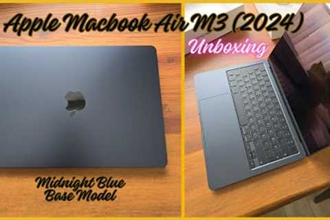 Apple Macbook Air M3 (2024) 13 inch Midnight base model unboxing