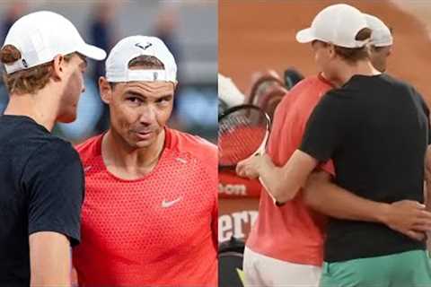 Nadal''s Reaction When Sinner Shows Up at His Training to Surprise Him While He''s Playing vs..