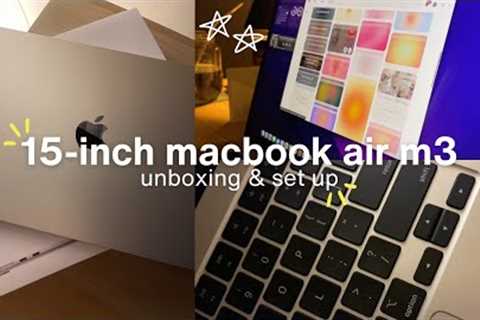 unboxing the 2024 15-inch macbook air (m3 chip) | aesthetic, setup, widgets