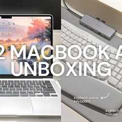 M2 Macbook Air Silver unboxing + accessories & customization 👩‍💻