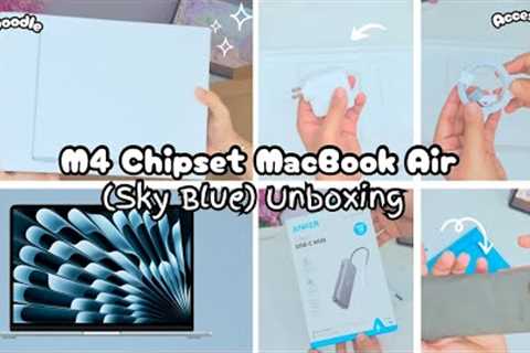 MacBook Air M4 💻 Sky Blue Colour unboxing + Anker 7-in-1 Hub + Accessories ✨| Aesthetic Unboxing |