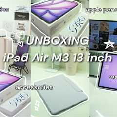 UNBOXING iPad Air M3 13 2025 (purple)💜⭐ | apple pencil pro + accessories | aesthetic setup