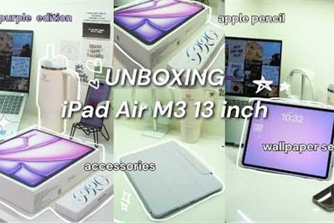 UNBOXING iPad Air M3 13 2025 (purple)💜⭐ | apple pencil pro + accessories | aesthetic setup